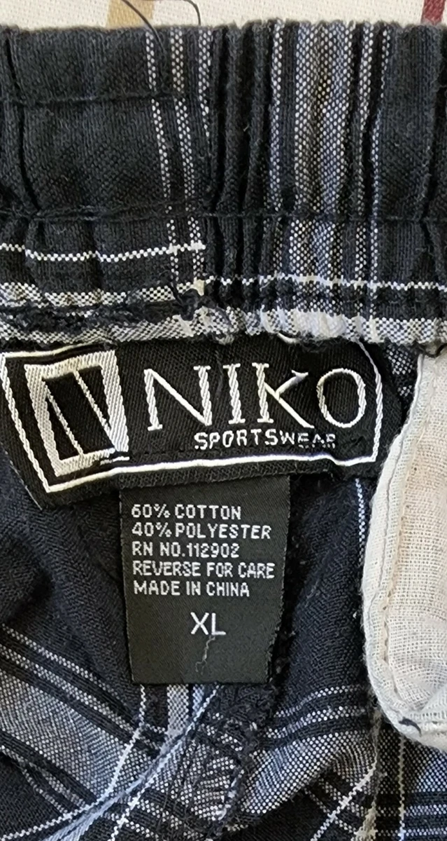 NIKO Sports Wear Men&#039;s Elastic Plaid Front Navy Blue Shorts XL | eBay