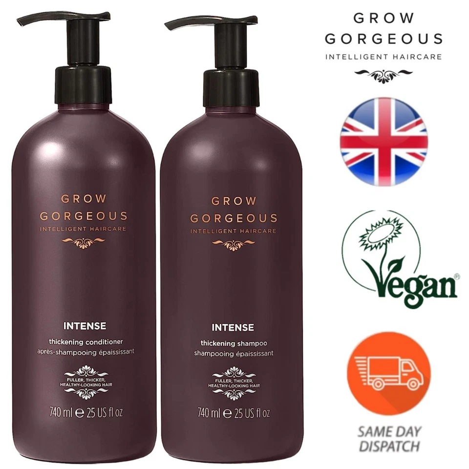 GROW GORGEOUS 2 X 740ml Groww Gorgeous Intense Supersize Conditioner & Shampoo for Fuller Hair
