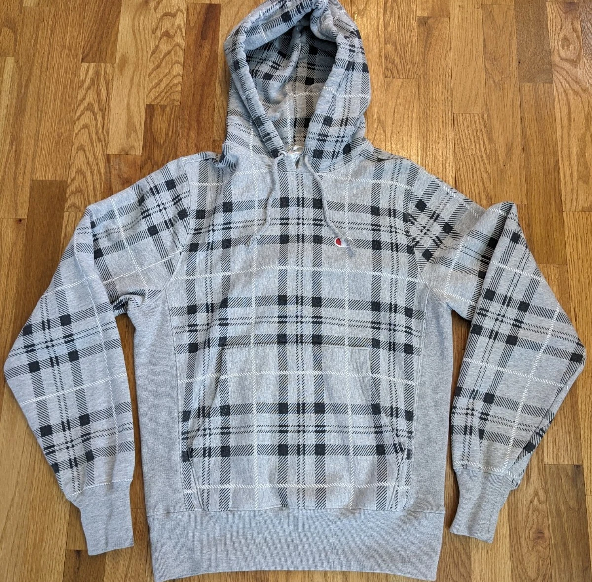 Champion plaid reverse shop weave hoodie sweatshirt