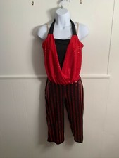 Dance Costume Small Adult or XL Child Red  Black Tap Outfit Curtain Call DUET