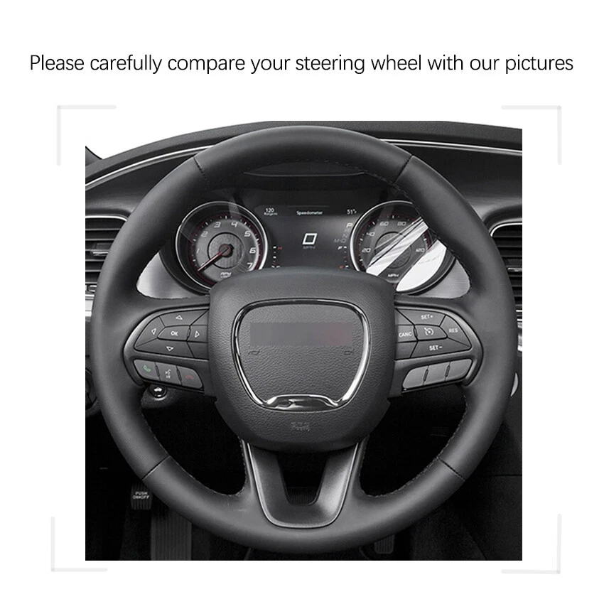 Cubierta suave del volante del coche de gamuza de fibra de carbono para Dodge Durango Foto 3 de 4