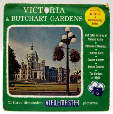 View-Master A013, Victoria & Butchart Gardens, S4 Package, 3 Reel Set