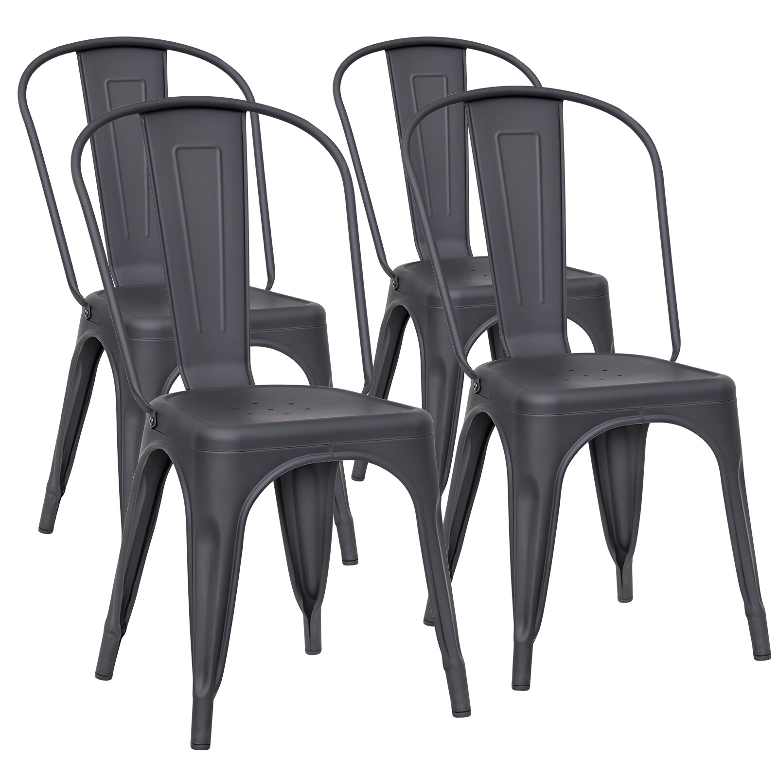 Set of 4 Metal Dining Chairs Stackable Tolix Industrial Kitchen Chair
