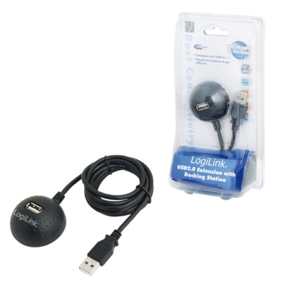 USB 2.0 Verlängerung Magnet Standfuß Docking Ball Magnetstandfuß 1,5m LogiLink