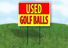 USED GOLF BALLS RED YELLOW Plastic Yard Sign ROAD SIGN with Stand