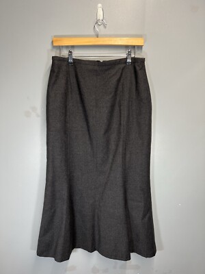Basler Vintage Midi Skirt Size UK 14 Virgin Wool Grey Lined 90s Minimalist 