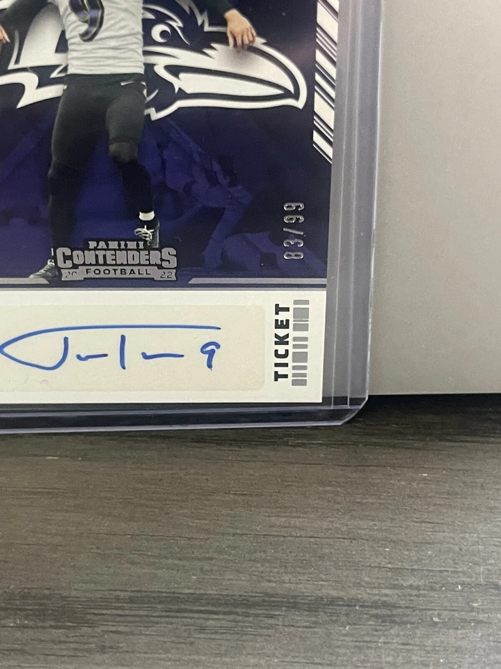 2022 PANINI CONTENDERS JUSTIN TUCKER SUNDAY TICKET AUTO #/99 BALTIMORE RAVENS SP - Image 2 of 3