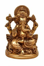 Hindu God Lord Ganesh Idol Ganpati Sitting On Chair Statue Sculpture Showpiece