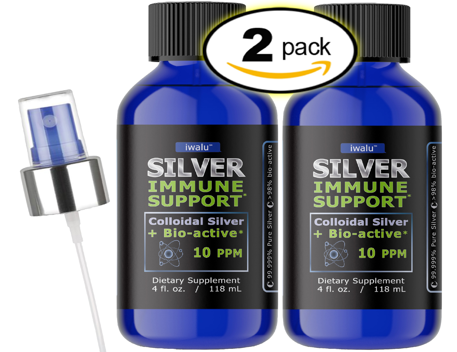 GOTAS De OÍDO De PLATA COLOIDAL Mejor ANTIBACTERIANO El Spray Ofertas 4 oz X2