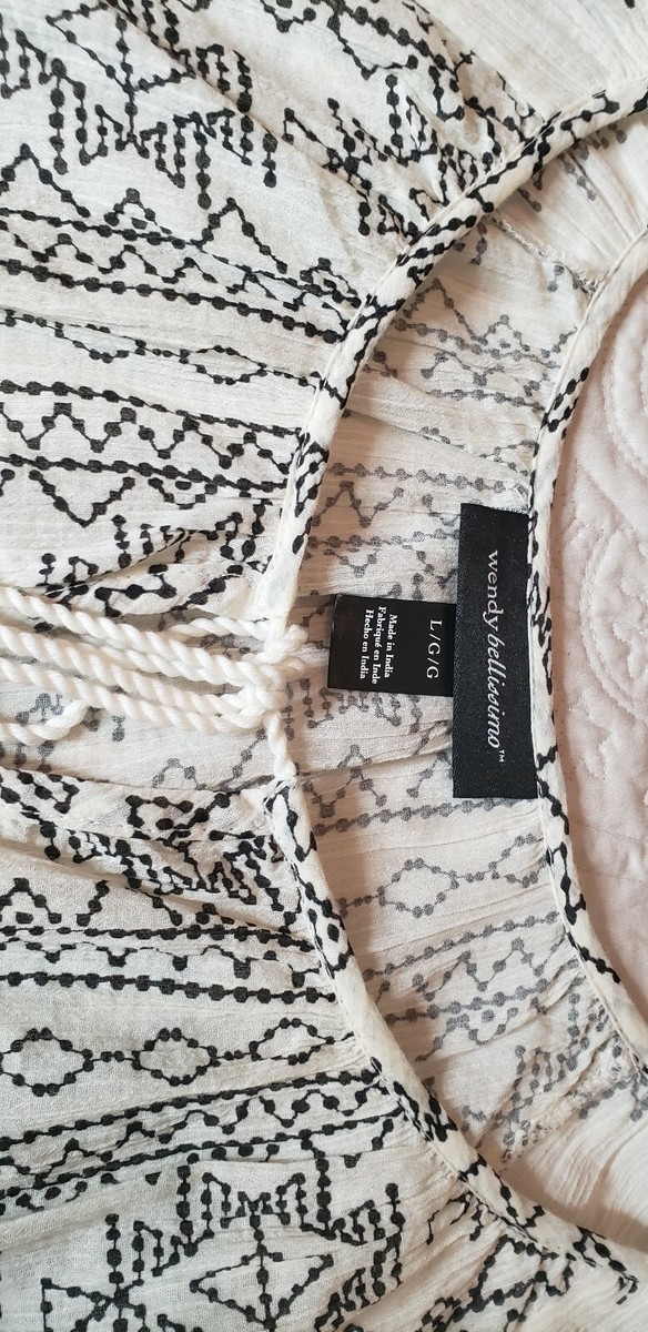 Chemise Tunique Bohème Wendy Bellissimo Maternité - Taille L/Plus, Blanc Et Noir, 100% Coton, Occasion