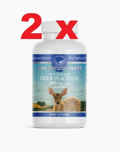 2 x Kiwi Natural Health Deer Placenta 60 Caps from New Zealand Red Deer