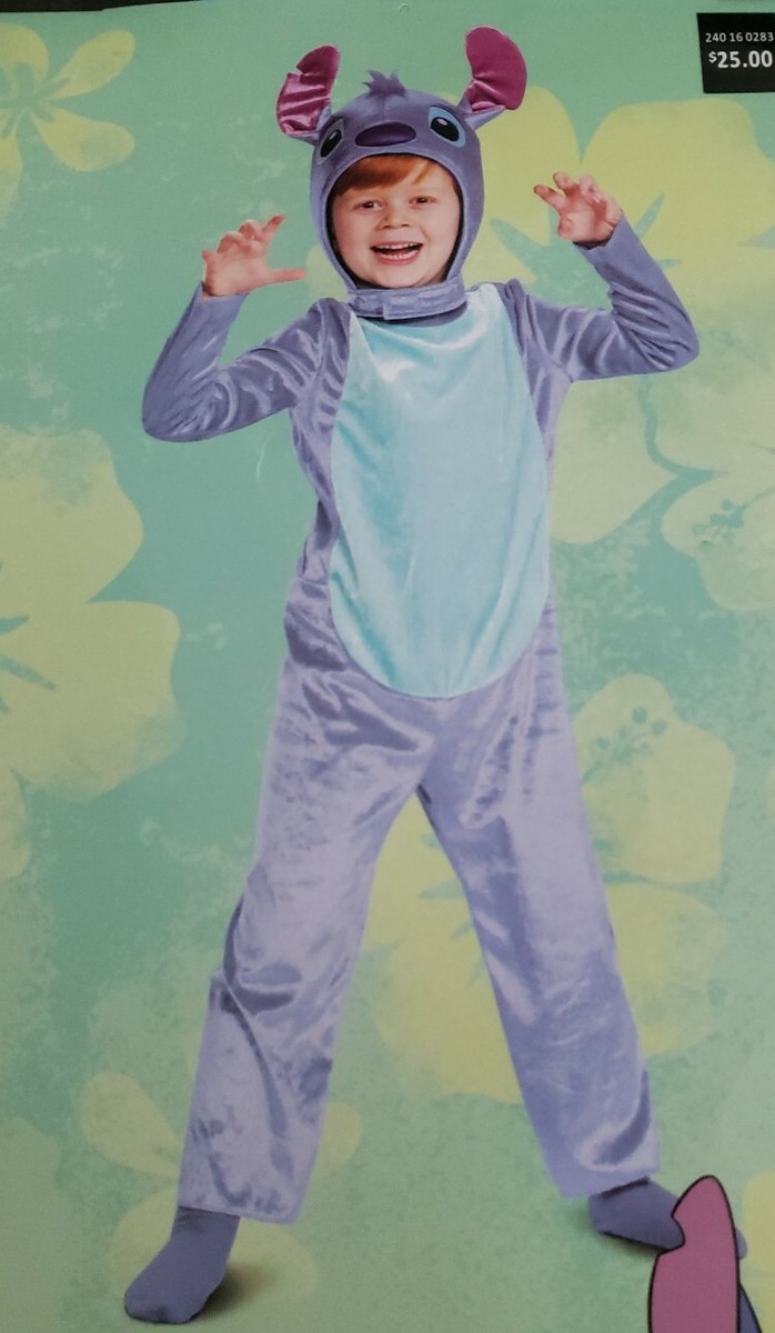 Disney Stitch Kinderkostüm – Klassisches Verkleidungskostüm Aus Velours, Mit Kapuze Und Ohren