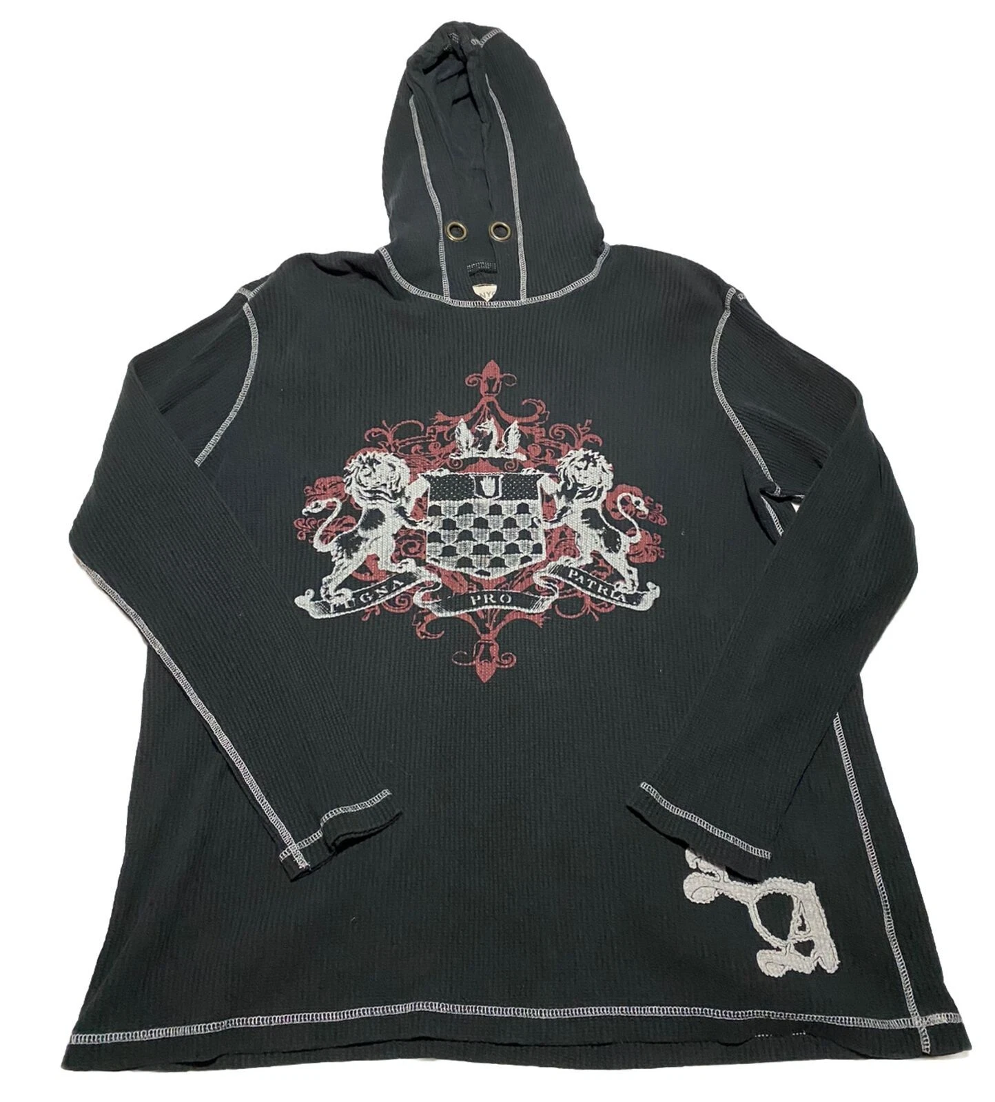 Cyber Grunge Thermal Hoodie Y2K Size XL