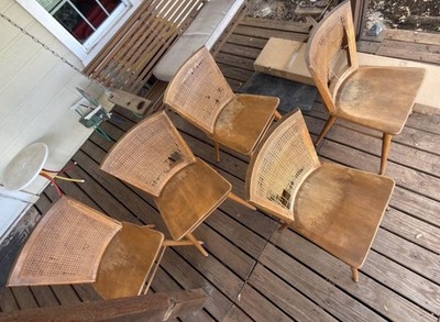  Mid Century 5 CONANT BALL CHAIRS WOVEN CANE BACK Project Chairs 