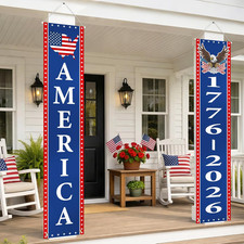 America 250 Banners - 250Th Anniversary Decorations 2 Pack Patriotic Porch Banne