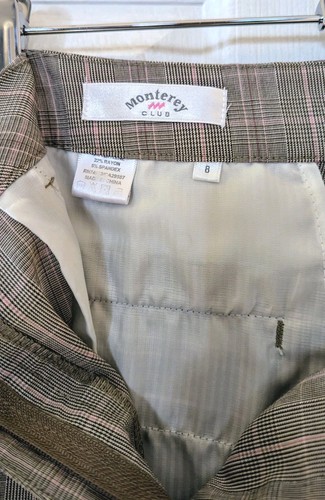 Monterey Club Golf Shorts. Beige, Black And Pink Plaid With A Hint Of Silver. 8 - Afbeelding 5 van 6