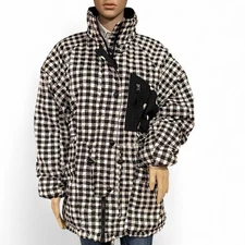 Obermeyer Heartbreak Black and White Plaid Check Oversized Puffer Coat Size 14