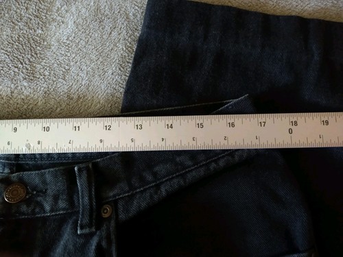 Vintage Lee Pants Men's 34x32 Hemmed To 34x26 Black Denim Jeans Straight Leg - Picture 9 of 12