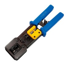 Crimpzange f&uuml;r doppelte modulare Steckverbinder mit Abisolierer RJ11/RJ12/RJ45 M