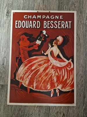 Edouard Besserat Champagne Werbung Plakat Karton 20er Vintage Reklame 29x42