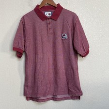 Vintage Logo Athletic Colorado Avalanche NHL Red Micro Check Polo Shirt M