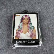 Spirit Halloween Hair Wig Fantasy Curls Pink Blue Costume Adult Cosplay Mermaid
