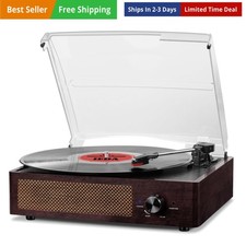 Bluetooth Vinyl Record Player with Stereo Speakers and 3-Speed Turntable