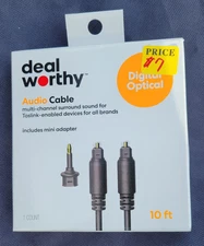 DEAL WORTHY 10 FT   DIGITALOPTICAL AUDIO CABLE for TOSLINK DEVICES