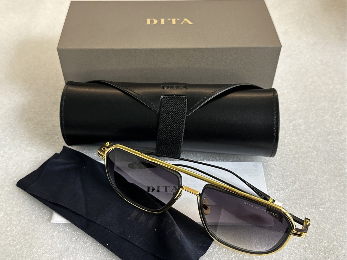 DEMO Dita Intracraft DTS165-A-01 Black/Gold Frame Sunglasses Gray