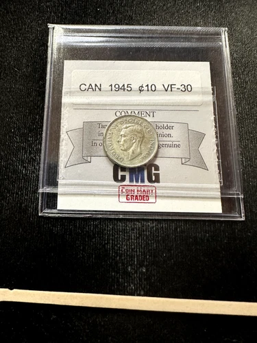 1945  Coin Mart Graded Canadian Ten ¢10 Cent**VF-30**