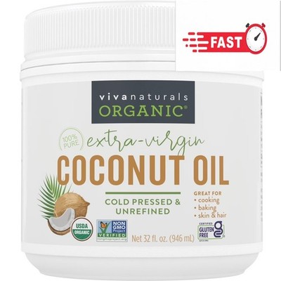 Viva Naturals Organic Extra Virgin Coconut Oil, 32 fl oz (946 ml)