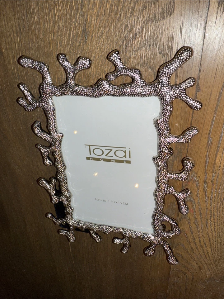 Tozai Home Náutico Libre de Pie O Colgar - 4x6 Plata Coral Marco Detallado Pesado Foto 3 de 4