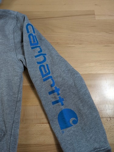 Carhartt Hoodie Youth XL 18/20 Gray Blue Pullover Long Sleeve Hooded Sweatshirt - Picture 2 of 6