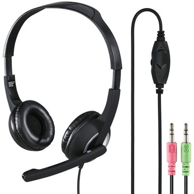 Hama PC Office Headset 2x 3,5mm Klinke Stereo Kophörer mit Boom Mikrofon Mikro