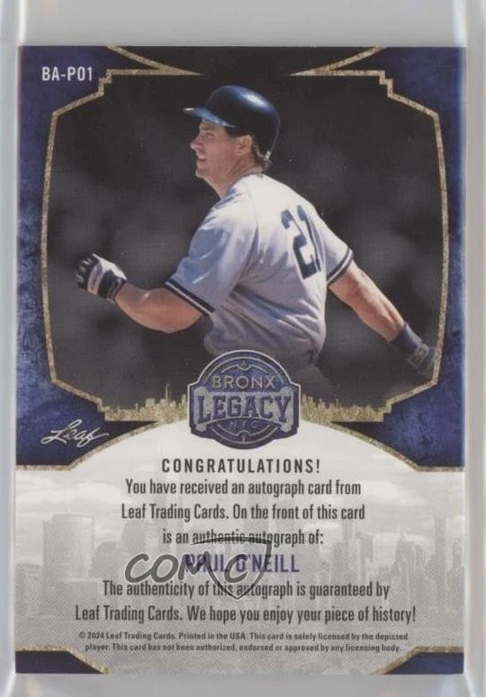 2024 Leaf A Bronx Legacy Silver Sparkle /4 Paul O'Neill O’Neill #BA-PO1 Auto - Image 2 of 2