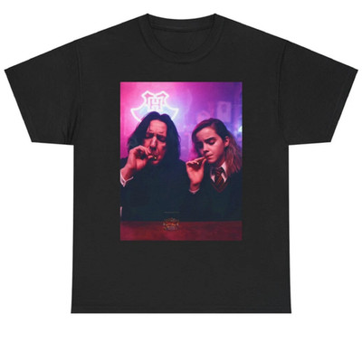SMOKING HERMIONE AND SEVERUS SNAPE BLACK Men Girls Round Neck T-Shirt T1