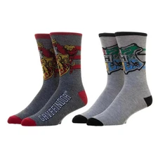 Harry Potter - Hogwarts & Gryffindor Crew Socks (2 Pairs) - Bioworld