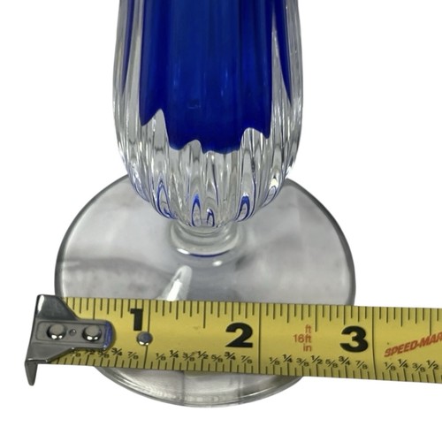 J. G. Durand Crystal 24% Cobalt Blue Bud Glass Vase Double Cased France 2322 - Picture 4 of 4