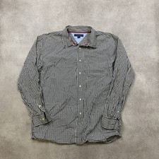 Tommy Hilfiger Shirt Mens XL Gingham Check Western Button Down, Black