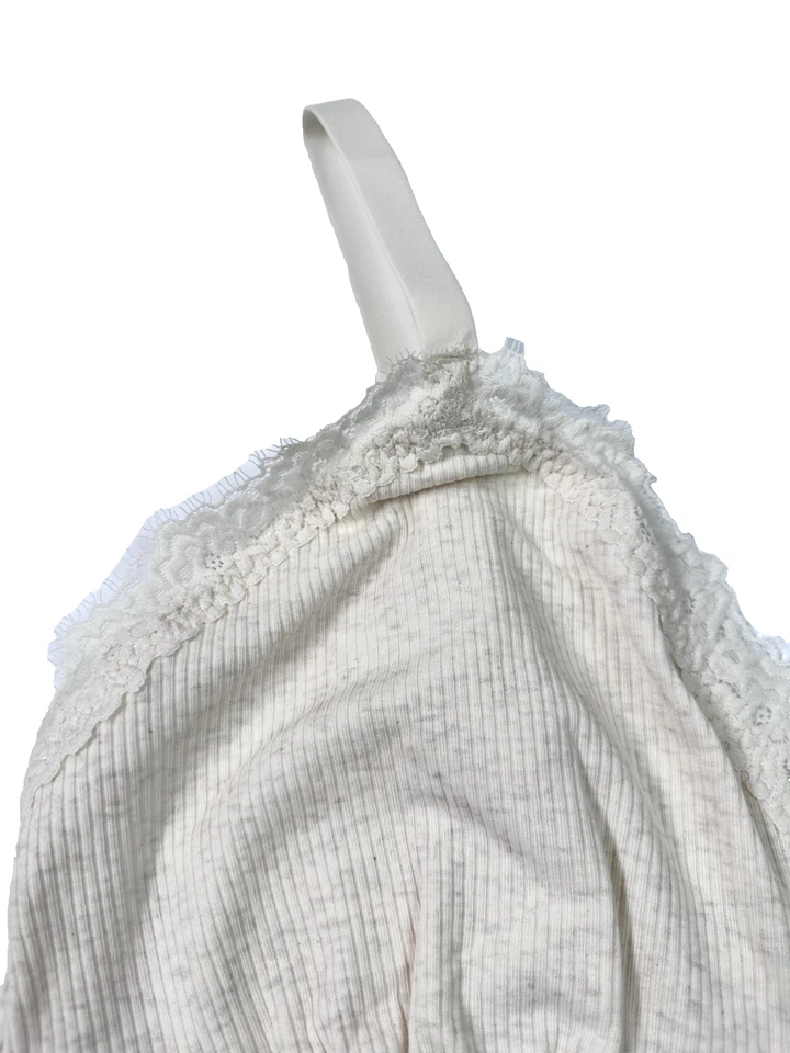 NWT! Aerie Bralette Bra V Neck Ribbed Lace Cream Adjustable Strap Size XL - Image 3 of 4