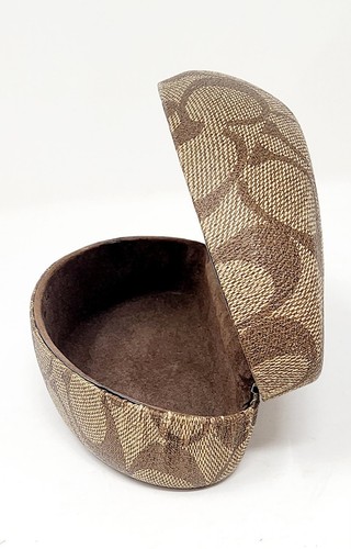 Coach Sunglasses Glasses Case Hard Clam Shell Tan Brown Signature Logo Monogram - Picture 4 of 13