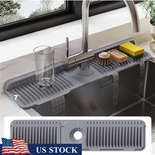 Silicone Faucet Splash Guard Drain Mat Customizable Leakproof Kitchen Utility US