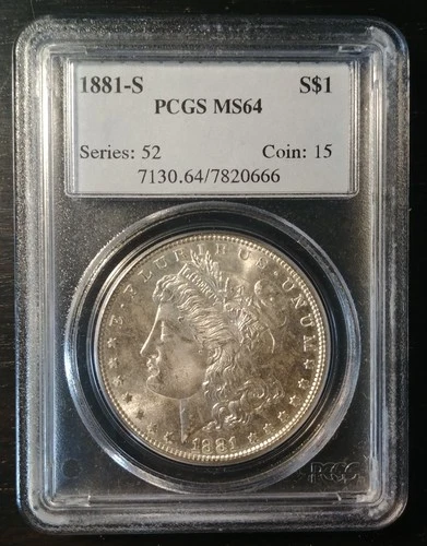 1881-S Morgan Silver Dollar $1 Coin PCGS Certified MS64 Series: 52 Coin: 15