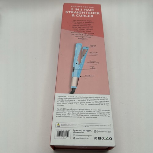 Bliss 2 in 1 Hair Straightener & Curler Ceramic Plate Digital Display - Picture 4 of 5