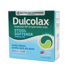 Dulcolax Stool Softener Laxative Liquid Gel Capsules 100 mg 100ct Exp 2027+