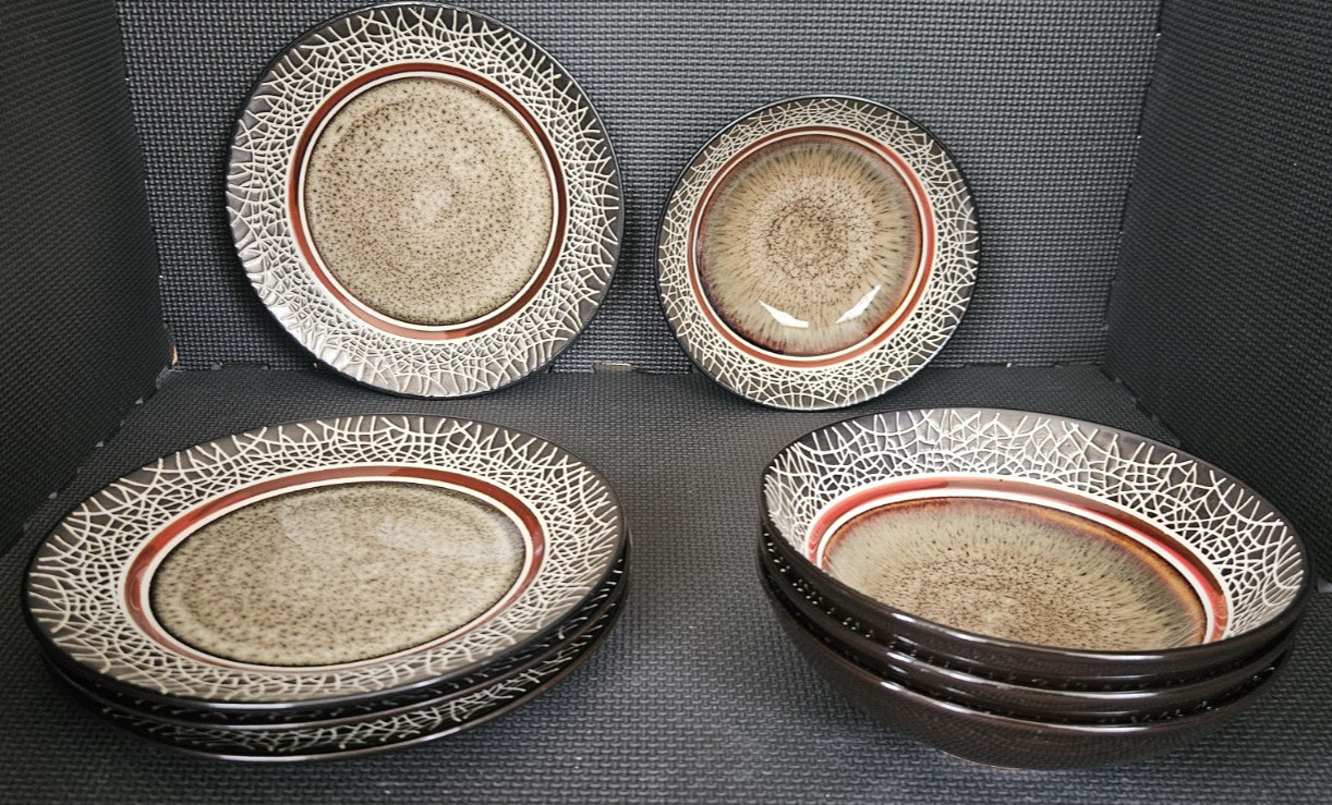 8 American Atelier Markham Cracked Mosaic Brown 4 Salad Plat