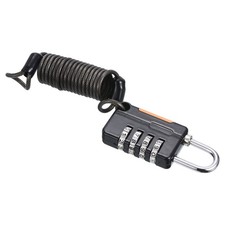 1 Pack 4 Digit Combination Lock with 3.28Ft Spring Cable, Helmet Padlock Black