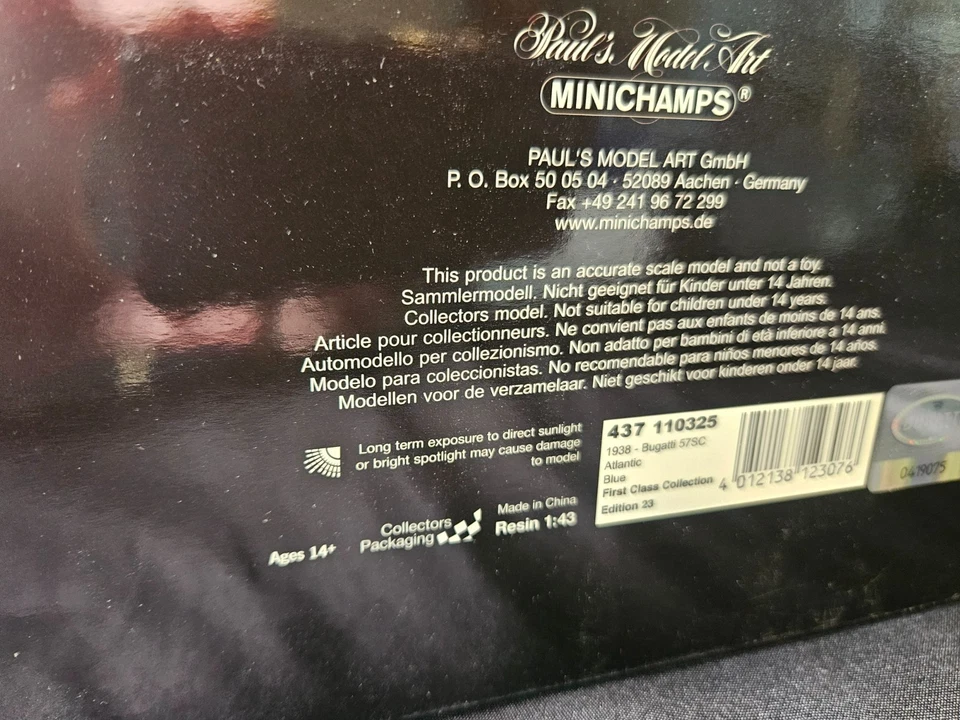 MINICHAMPS 1938 Bugatti 57SC Atlantic 1:43 Scale Inv. #5696 - Image 3 of 4