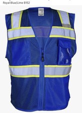 Kishigo EV Series Enhanced Visibility 3 Pocket Mesh Vest Royal Blue/Lime 2X-3X