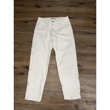 ZARA Off White Denim Mom Jeans Women's Size 10 High Rise Straight Leg Pants Cut